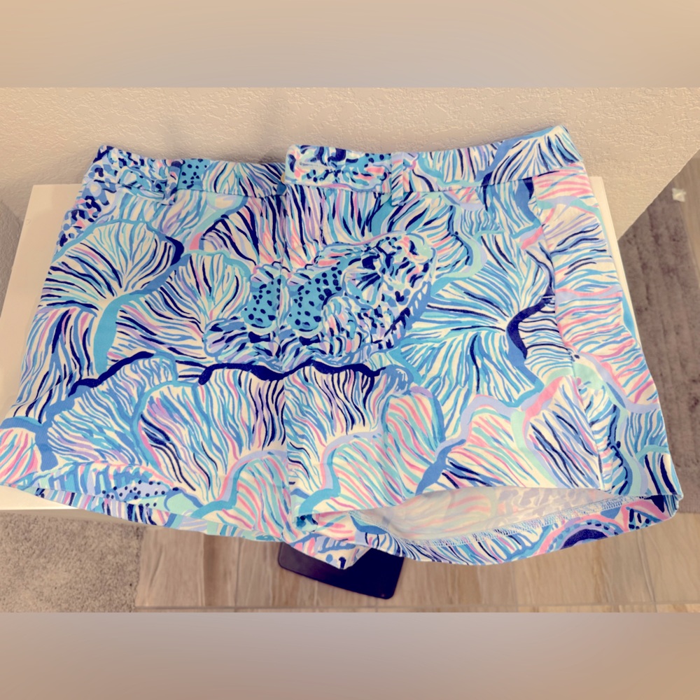 Never worn Lilly Pulitzer Blue and Pink Athletic Shorts Vibrant Design